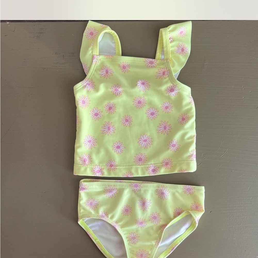 Yellow Floral Two-Piece Swimsuit